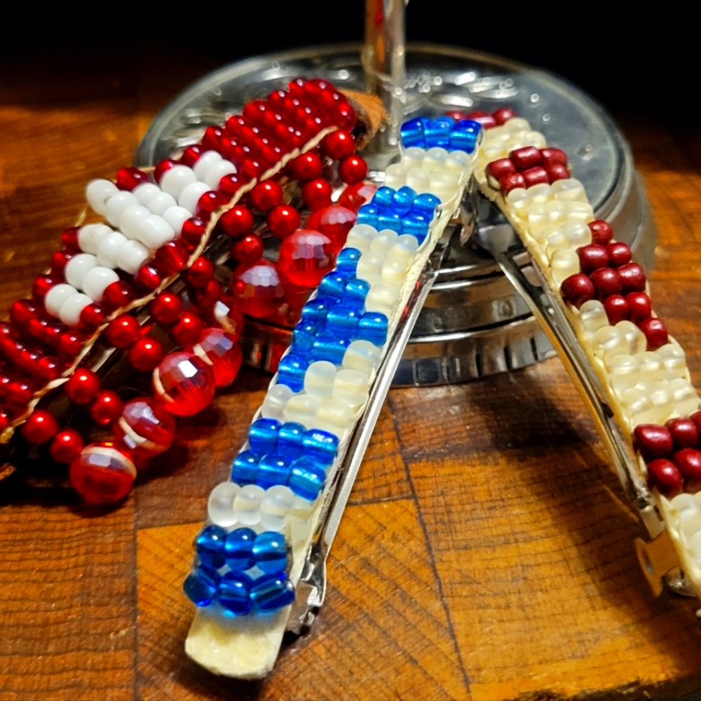 Set of 3 Handmade Beaded Hairclips